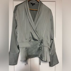 NWOT express silver wrap blouse - sz L